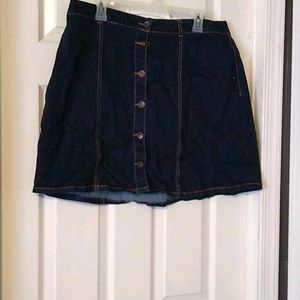 Button Front Denim Mini Skirt